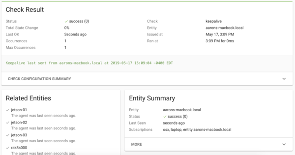screenshot of sensu on osx